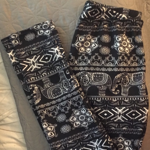 Cozy Pants - Cozy Pants with Elephant Pattern - Plus One Size